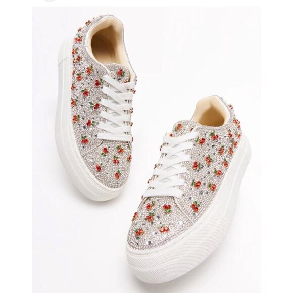 Betsey Johnson Shoes - betsey Johnson rhinestone crystal cherry cherries fashion sneakers shoes flats